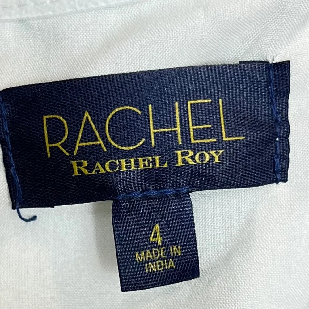 Rachel Roy Circle Trim‎ Puff Sleeve Off Shoulder MiniDress Size 4 Boho Tropicart